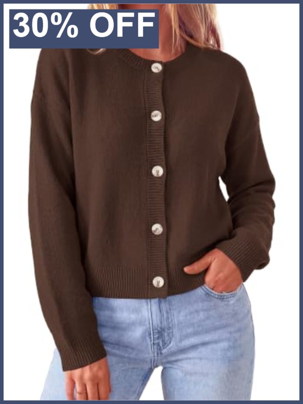 Women's Cropped Button Down Cardigan Sweater Long Sleeve Knit